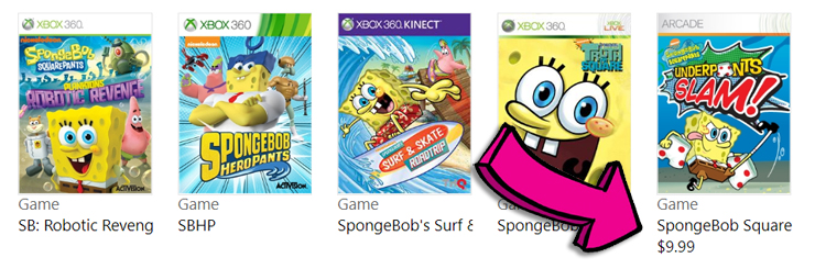 spongebob xbox 360 games